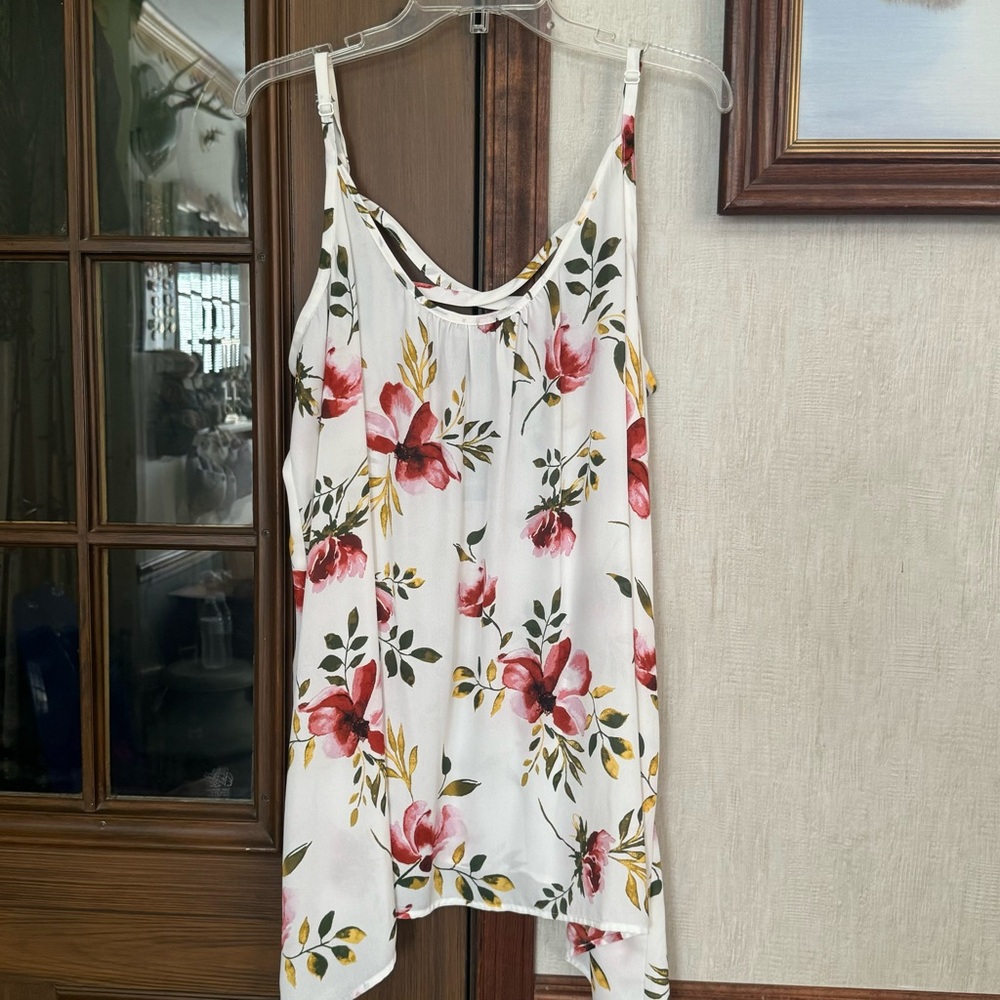 Torrid Asymmetrical White & Floral Top